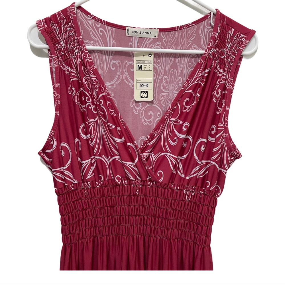 Dress Summer Maxi Sleeveless Smock Waist hot pink fashion choose your size - Picture 8 of 14